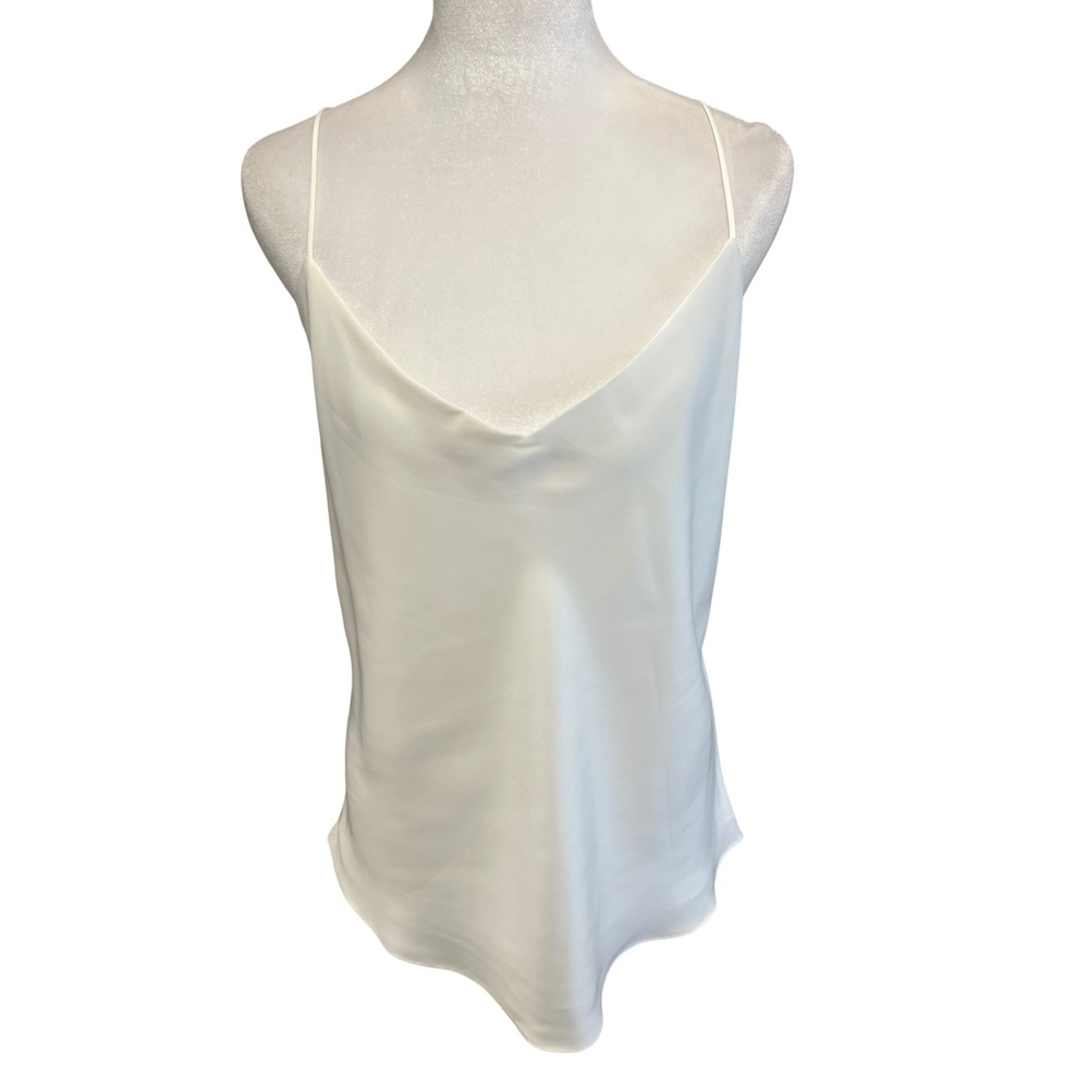Club Monaco Camisole Womens Cowl Neck Satin White Adjustable Strap Sz L